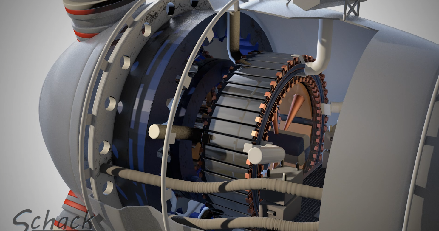 Vorschaubild: 3D-Visualisierung des inneren Getriebes einer Windkraftanlage