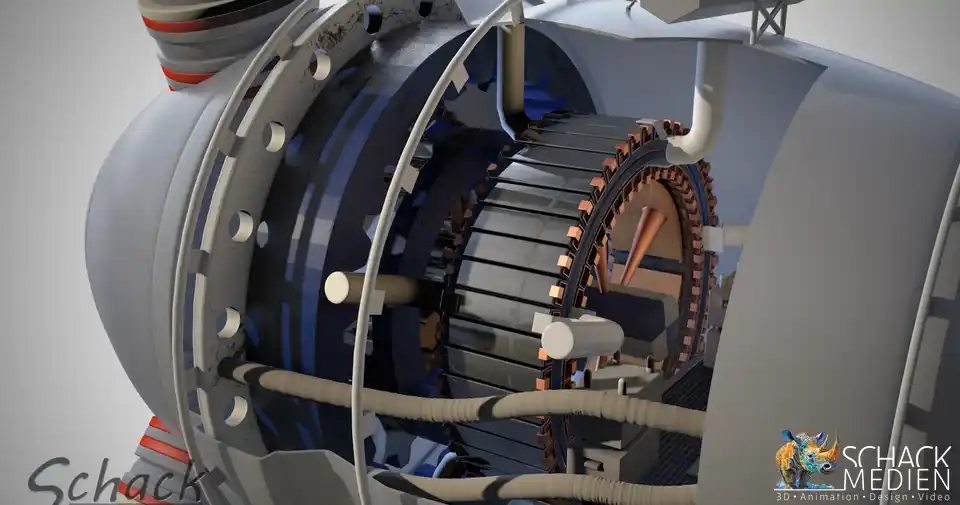 Vorschaubild: 3D-Visualisierung des inneren Getriebes einer Windkraftanlage