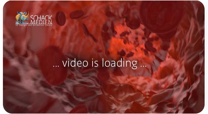 Vorschaubild: Komplexe physikalische 3D-Simulation von roten Blutkörperchen in einer Ader – medizinisches Erklärvideo