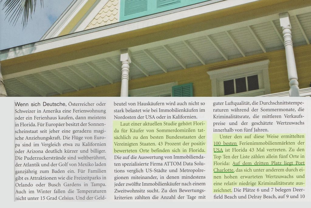 Bericht über den Immobilienmarkt in den USA im Allgemeinen und in Florida im Besonderen.