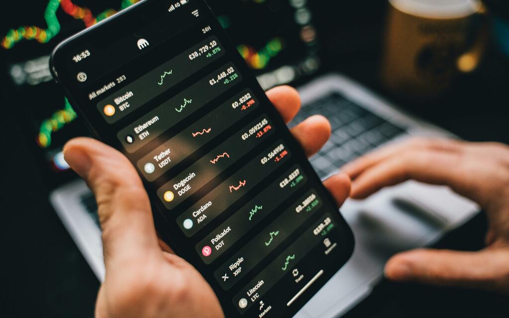 Phone screen showing stock performance