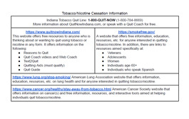 Tobacco / Nicotine Cessation Card