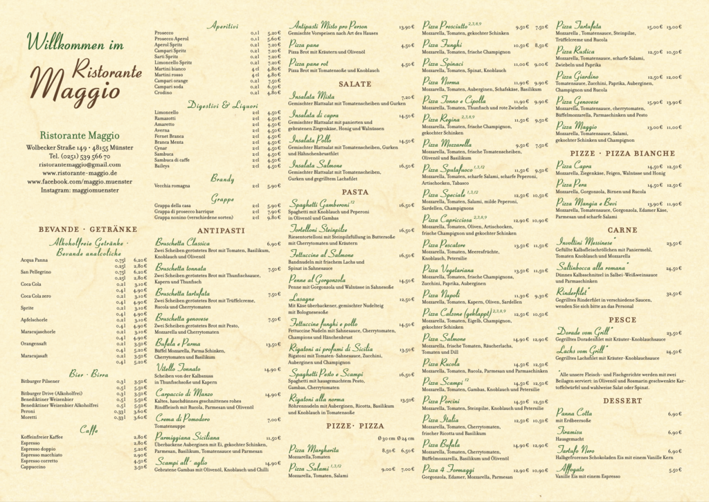 Speisekarte Ristorante Maggio
