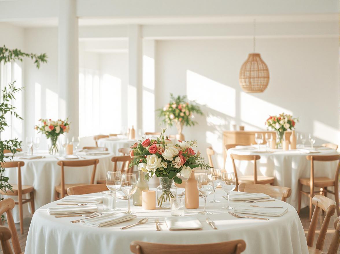 Eventplanung- Hier zeigt sich die detalierte Planung an einigen perfekt gedeckten Tischen auf einem Event 