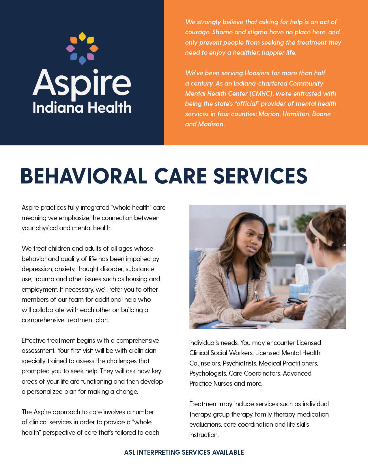 Behavioral Health Services flyer