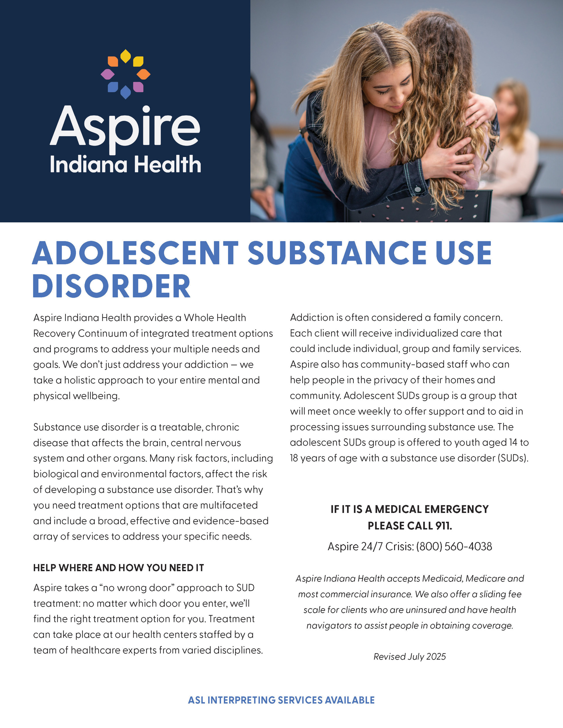 Adolescent Substance Use Disorder flyer