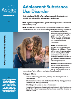 Adolescent Substance Use Disorder flyer