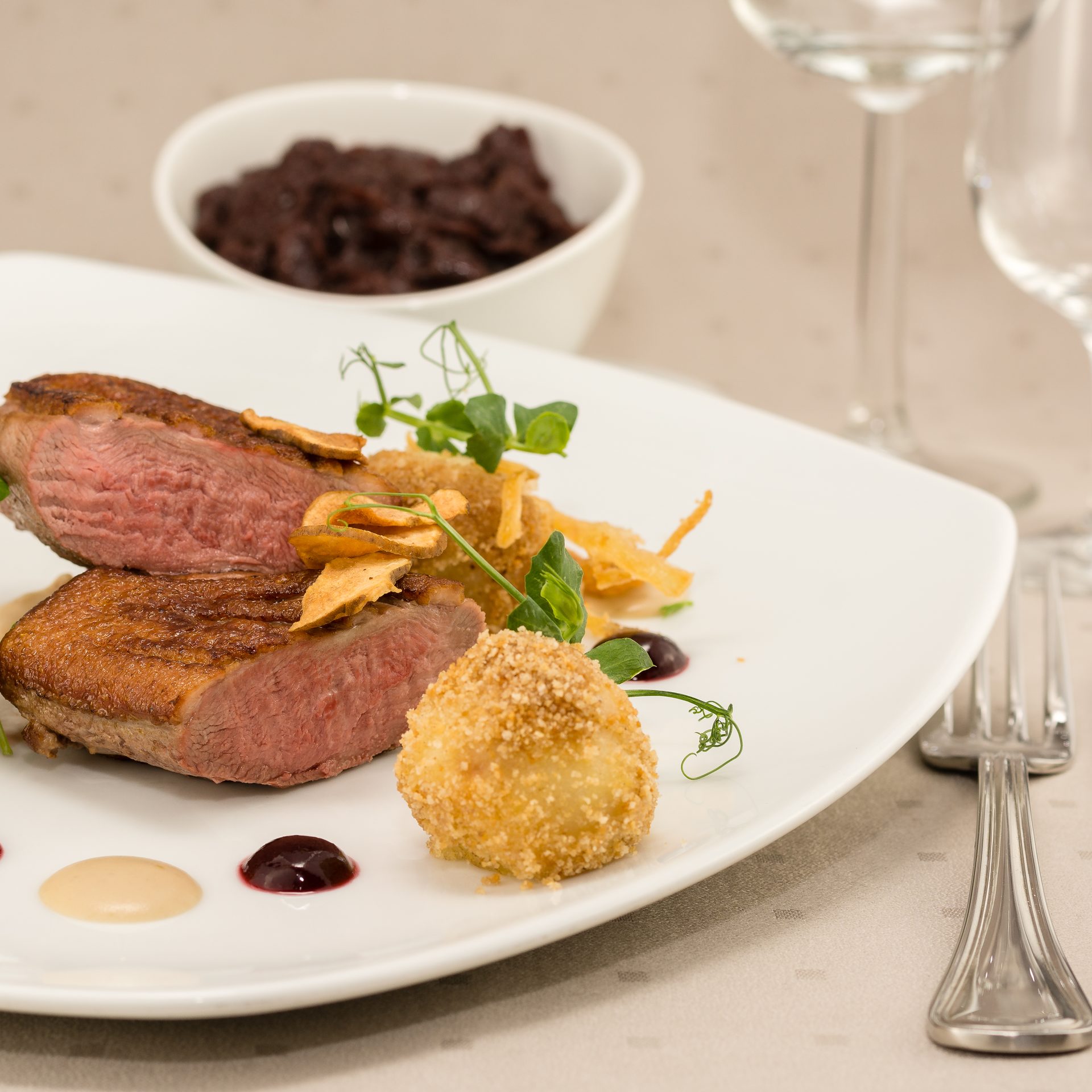 Rosa Entenbrust mit Orangen-Rotkohl