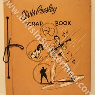 The 1956 Scrapbook measured 12 by 14 inch. Obtained from a guy who saw Elvis live in St. Louis ('57) when he wore his gold suit. The Scrapbook is loaded with pictures from magazines and news reports. 