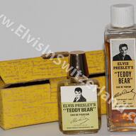 Eau De Parfum 1957 (right, behind package). Today, just about every famous entertainer has an own fragrance on the market. But back in 1956 it was kind of special to be able to buy an Elvis Presley Perfume. In the 60′s the Teddy Bear Perfume was updated (left).