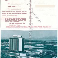 Las Vegas International: Confirmation Elvis show reservation for September 6, 1970, 4 people