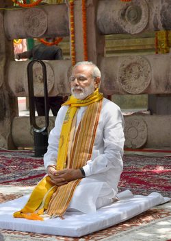 Photograph of Narendra Modi in Bodhgaya, 2015
