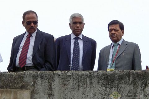 Photograph of Ajit Doval, Prakash Mishra, and Sharad Kumar, 2014
