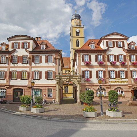 Zwilingshäuser am Marktplatz Bildrechte: Tourist-Information Bad Mergentheim (Alle Rechte) 