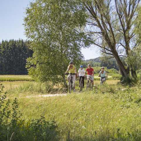 Radfahrer auf dem DonauTäler-Radweg © Foua d Vollmer Werbeagentur.