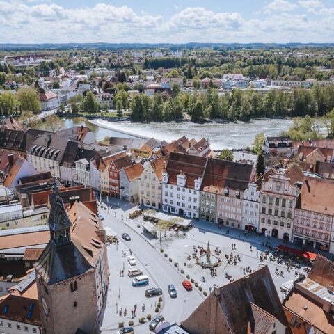 Landsberg von oben © Tourismusverband Ammersee-Lech e.V / Julian Leitenstorfer