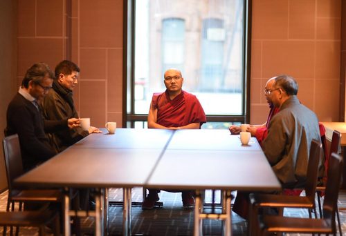 Photo of Ogyen Trinley Dorje and CTA representatives in New York, 2017