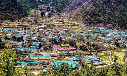 Photograph of Haa Dzong and Indian army base in Bhutan