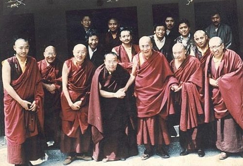 Photo of Karmapa Ogyen Trinley Dorje and Jiang Zemin, 1994