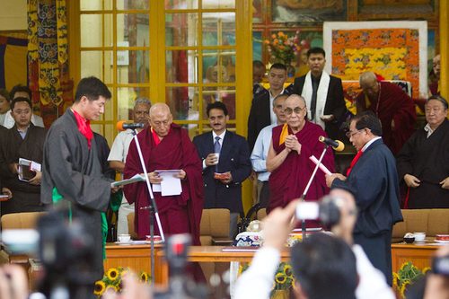 Photograph of Lobsang Sangay assuming office, 2011