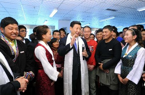 Photograph of Xi Jinping in Tibet University, 2011