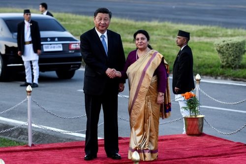 photograph of Xi Jinping and Bidhya Devi Bhandari, 2019