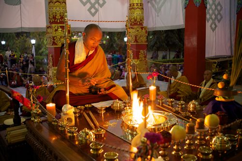 Photograph of Ogyen Trinley Dorje performing Akshobhya Fire Puja, 2012