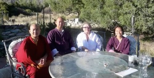 Photograph of Khenpo Tengye, Chen Yu-ting, Hanne Strong, and Yangjin Lamu, 2011