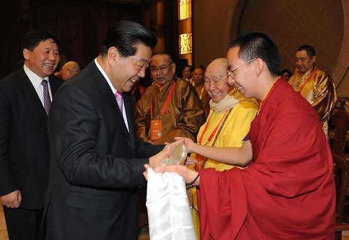 Photograph of Ye Xiaowen, Jia Qinglin, Wei Chueh, and Panchen Lama, 2009