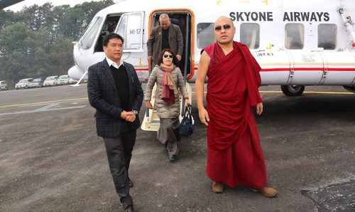 Photograph of Pema Khandu, Ogyen Trinley Dorje, and Ngodup Palzom, 2016