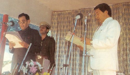 Photograph of S. K Bhatnagar and  Nar Bahadur Bhandari, 1985 